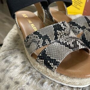 Anne Klein Snakeskin Wedges with‎ Black Strap